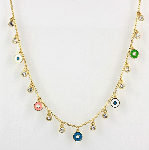 NF-27/G/PASTEL - Necklace Evil Eye Pastel Coloured Eyes
