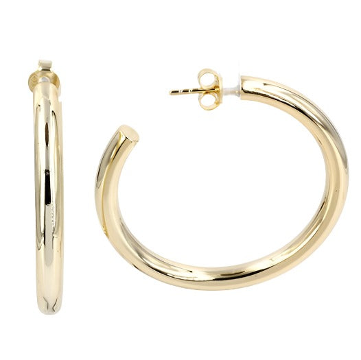 
14 Karat Gold Plated Hoop Earrings with 40mm Diameter and 4mm Width

