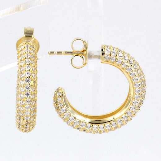 EF-55/G - Pave Hoop Earrings with CZ