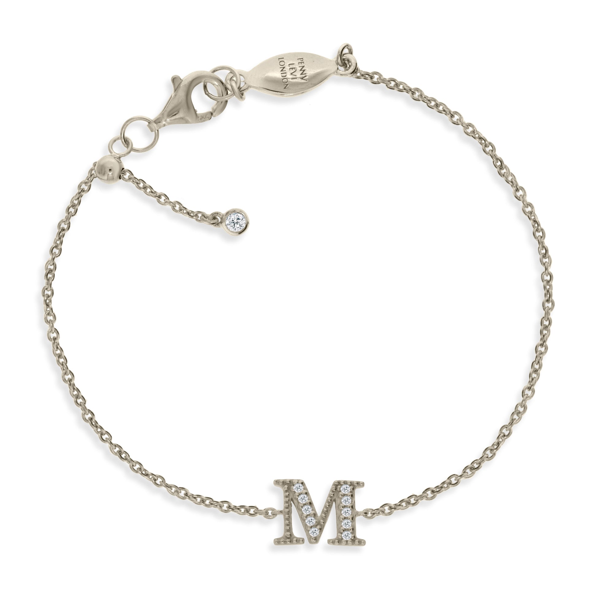 Elegant Sterling Silver Initial Bracelet with Sparkling CZ Charm