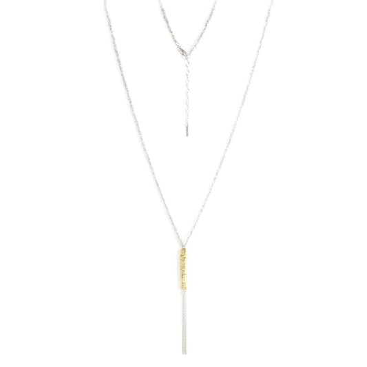 NC-1/SG - Long Knitted Chain Necklace with Tassel