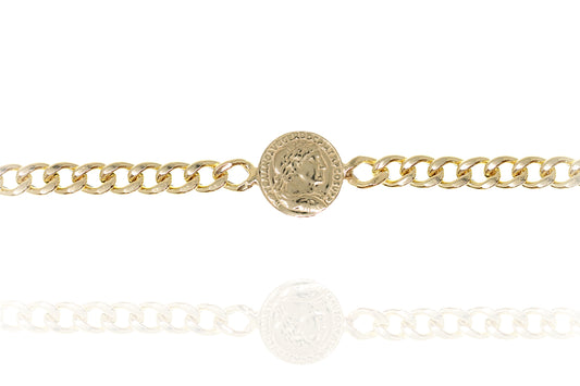 BE-7/G - Extra Wide Chain Bracelet with Coin