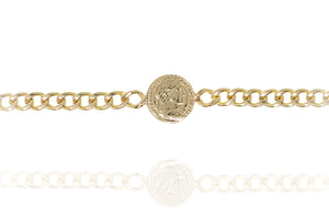 BE-7/G - Extra Wide Chain Bracelet with Coin