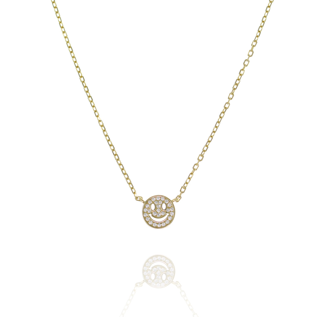 NF-21/G - Chain Necklace with a Pave Smiley Pendant