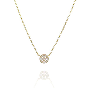 NF-21/G - Chain Necklace with a Pave Smiley Pendant