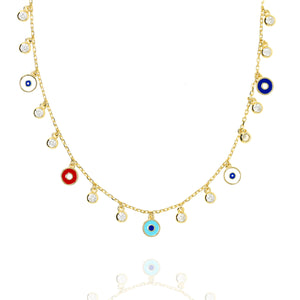 NF-27/G - Enamel Eye and CZ Necklace