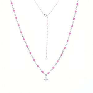 NG-10/S/F - Chain and Bead Necklace with Cubic Zirconia (New Colour)