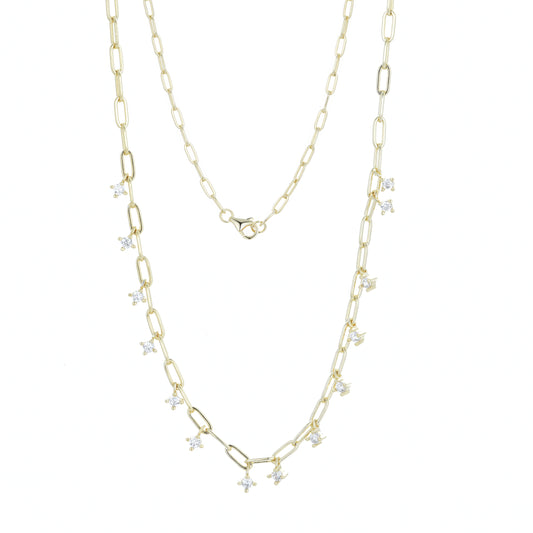 NG-14/G - Chain Necklace with Hanging Zirconia