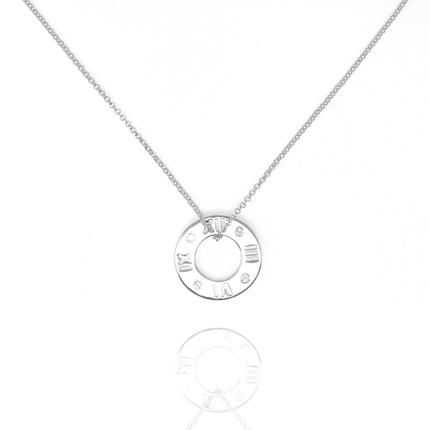 NG-21/S - Chain and Pendant with Hollow Disk and Cubic Zirconia