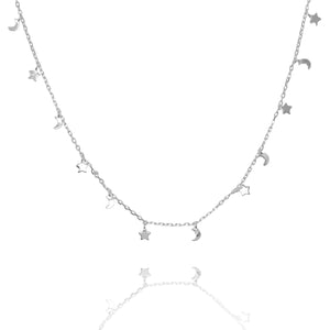 NG-29/S - Hanging Star and Moon Necklace