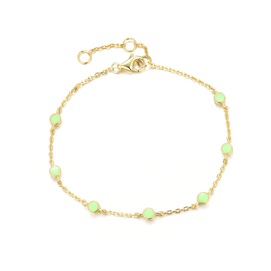 BG-7/G/AG - Chain Bracelet with Intermittent Apple Green Coloured Stones