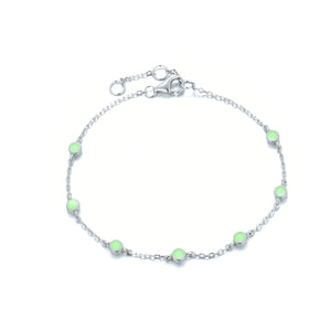BG-7/S/AG - Chain Bracelet with Intermittent Apple Green Coloured Stones (new colour)