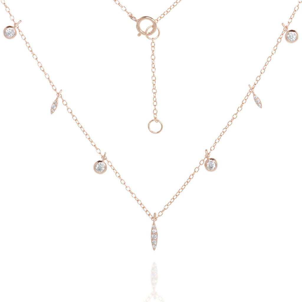 NK-51/R - Delicate Chain Necklace with hanging CZ