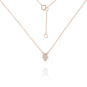 NK-53/R - Delicate Chain Necklace with Pave Hamsa Pendant