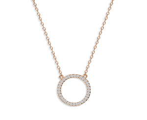 NG-65/R - Chain and Hollow Pave Circle Pendant Necklace