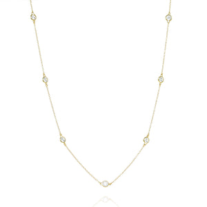 NK-81/G - Long Chain Necklace with Cubic Zirconia