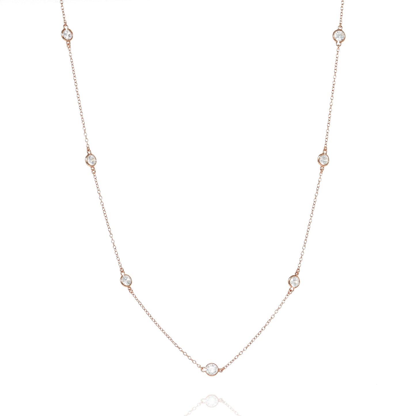 NK-81/R - Long Chain Necklace with Cubic Zirconia