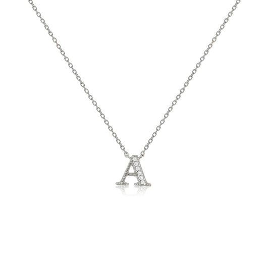 
Sterling Silver Initial A Necklace with CZ Decoration

