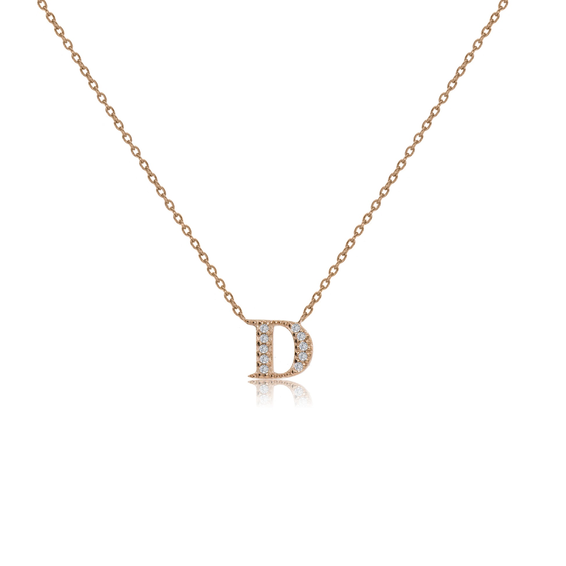Rose Gold Plated Initial Necklace with CZ Custom Luxury