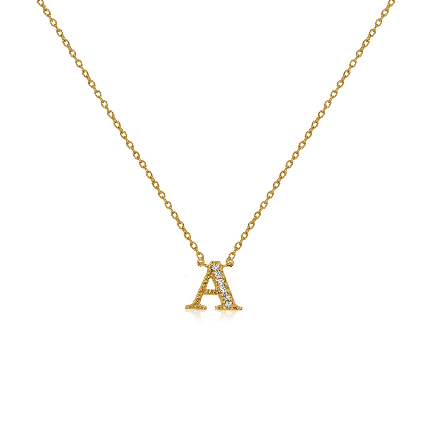 NT-26/G/A - Initial "A" Necklace with Sliding Length Adjuster