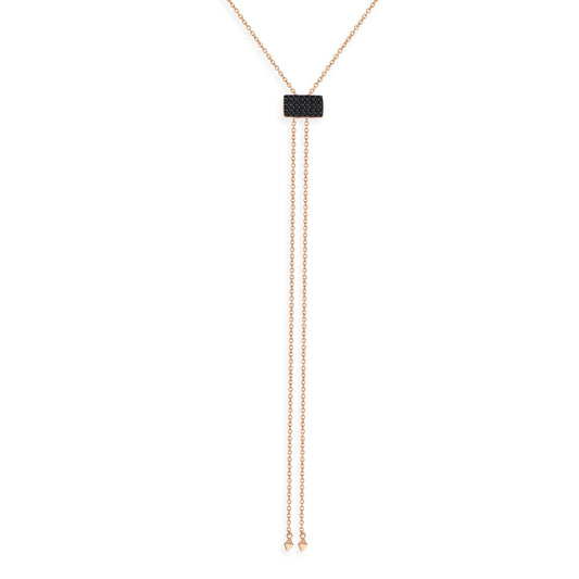 NT-33/RB -  Lariat Necklace with Square Pave Slider