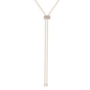 NT-33/R - Lariat Necklace with Square Pave Slider