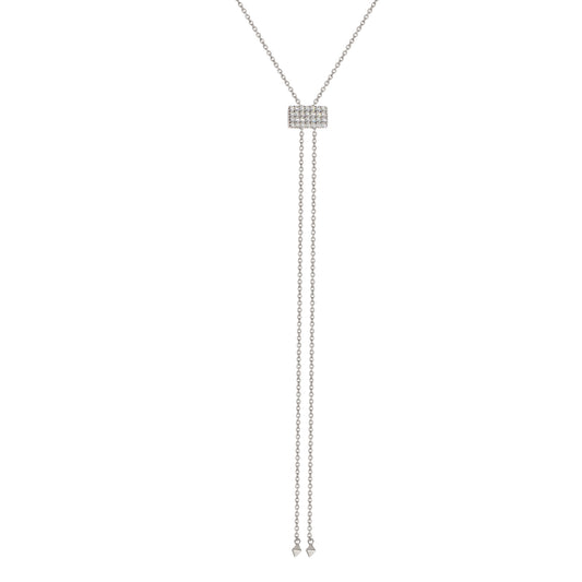 NT-33/S -  Lariat Necklace with Square Pave Slider