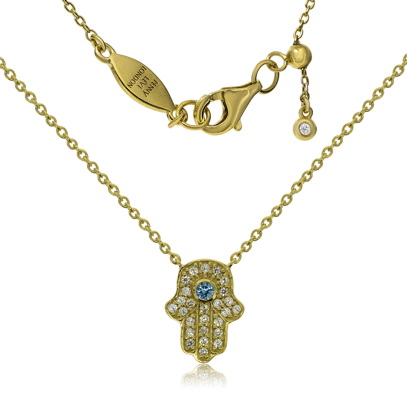 NT-201/G - Hamsa (hand) and Chain Necklace. Adjustable Length