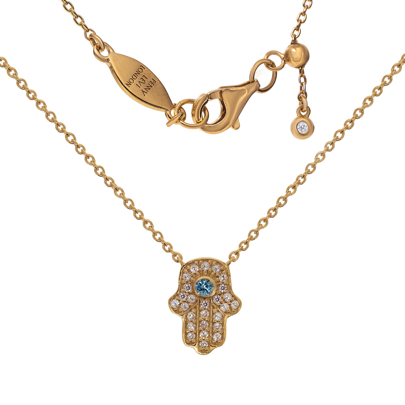 NT-201/R - Hamsa (hand) and Chain Necklace. Adjustable Length