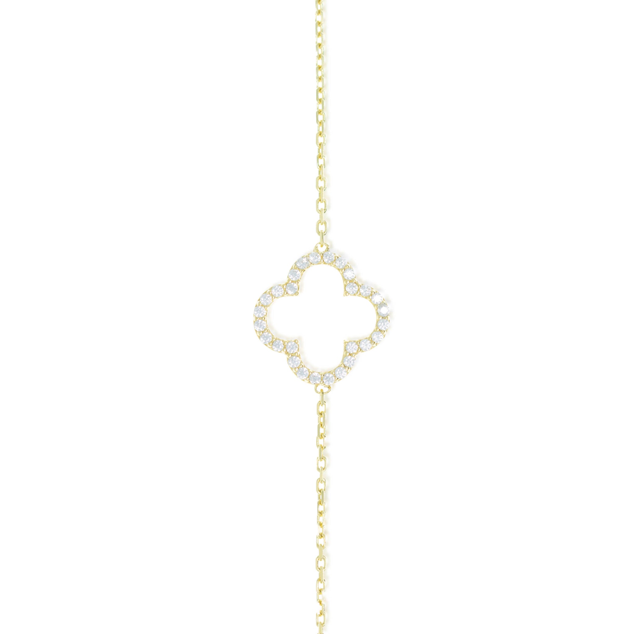 NV-507/G - Long Chain and Clover Necklace