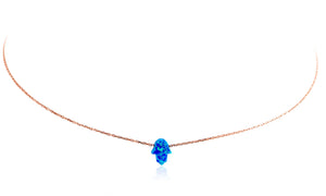 NK-510/R - Blue Opal Hamsa Necklace.