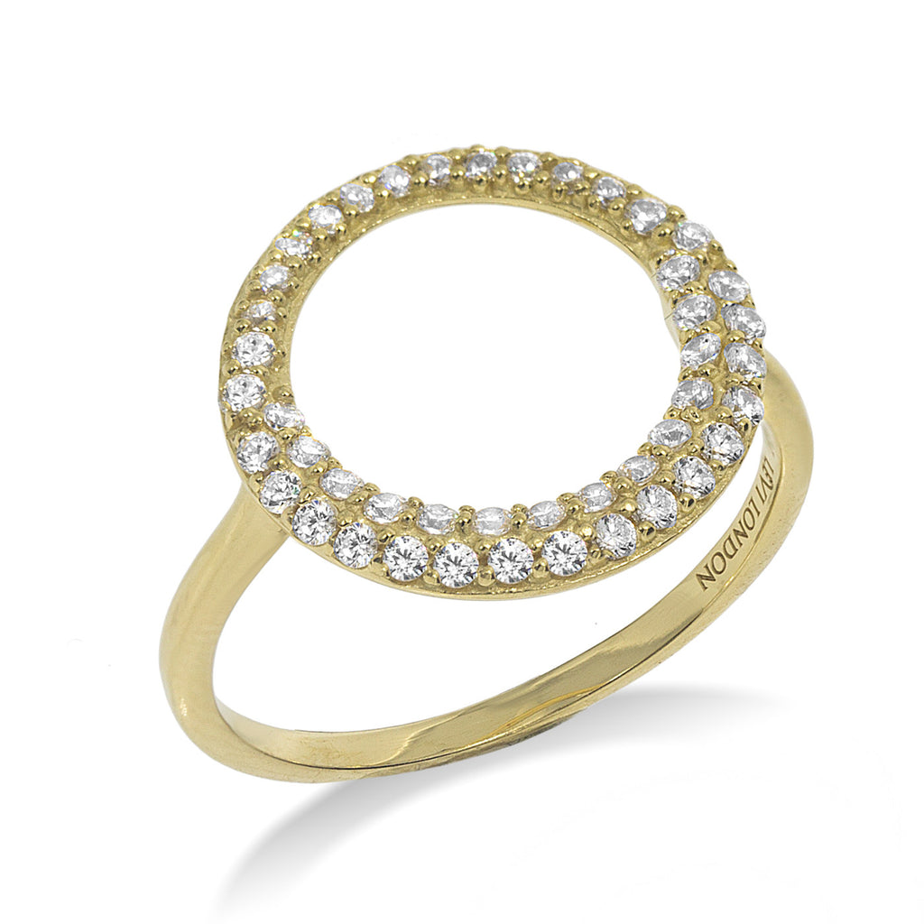 RT-25/G - Open Circle Ring with Double Row of Small CZ