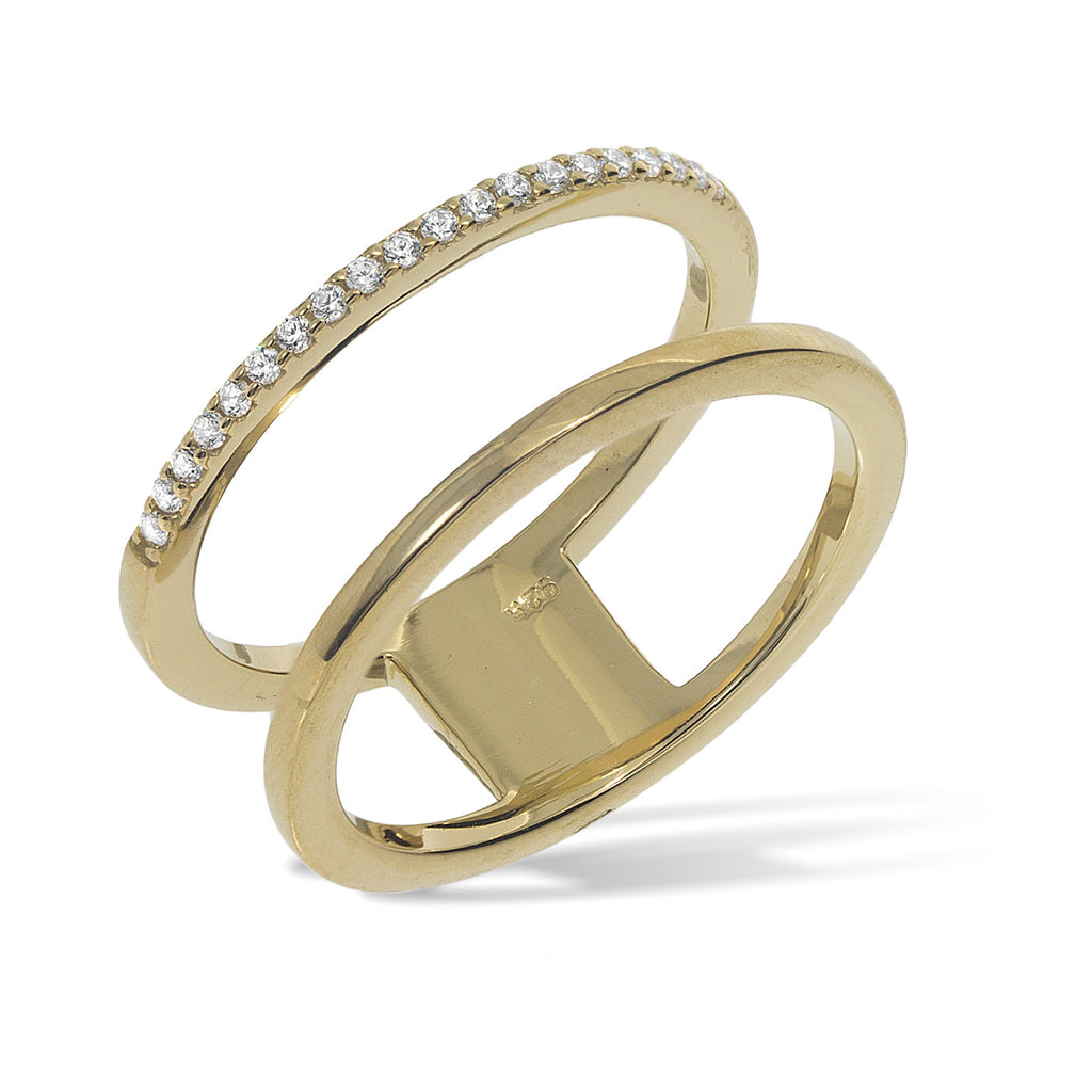 RT-4/G - Double Band Ring with CZ Decoration