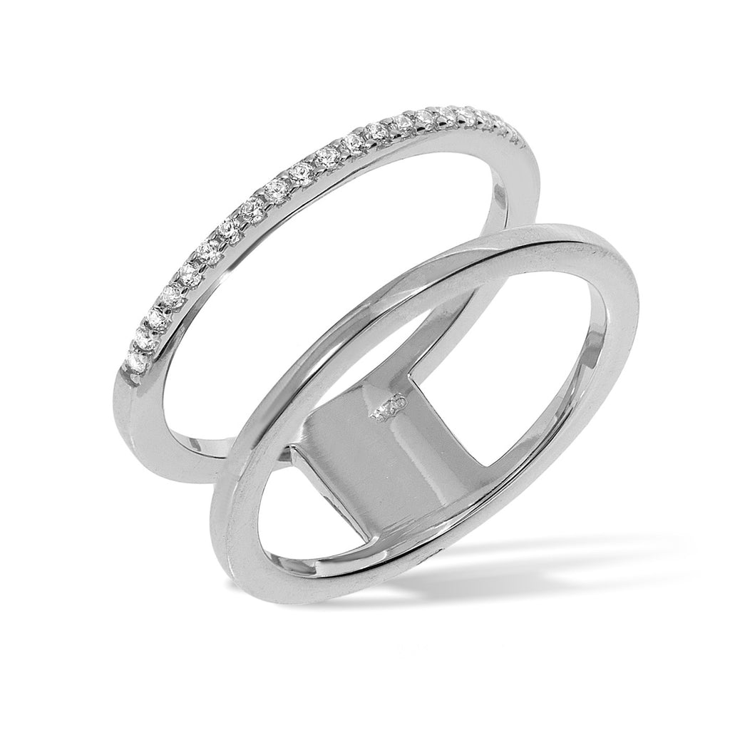 RT-4/S - Double Band Ring with CZ Decoration