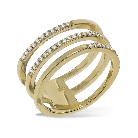 RT-5/G - Three Band (joined) Half Pave Ring