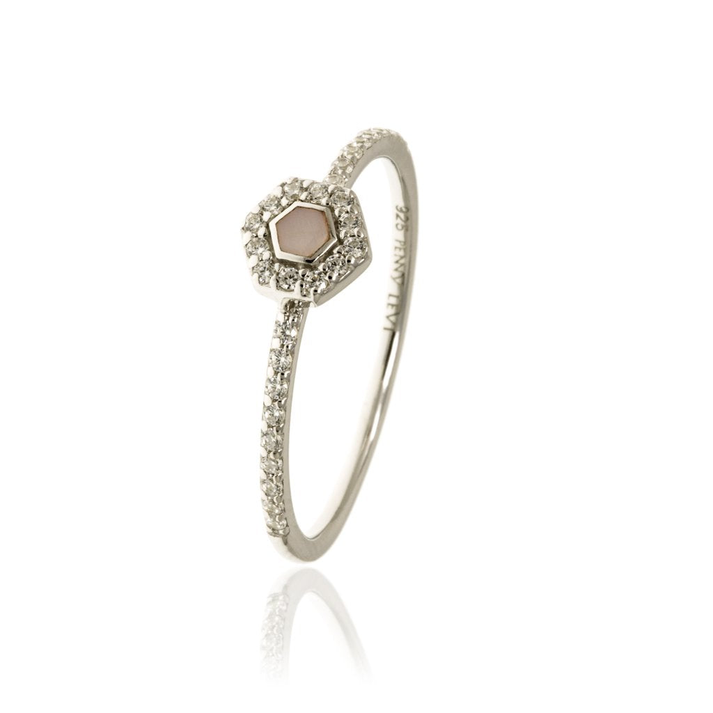 RT-9/S - Pave Ring with Pink Center Stone