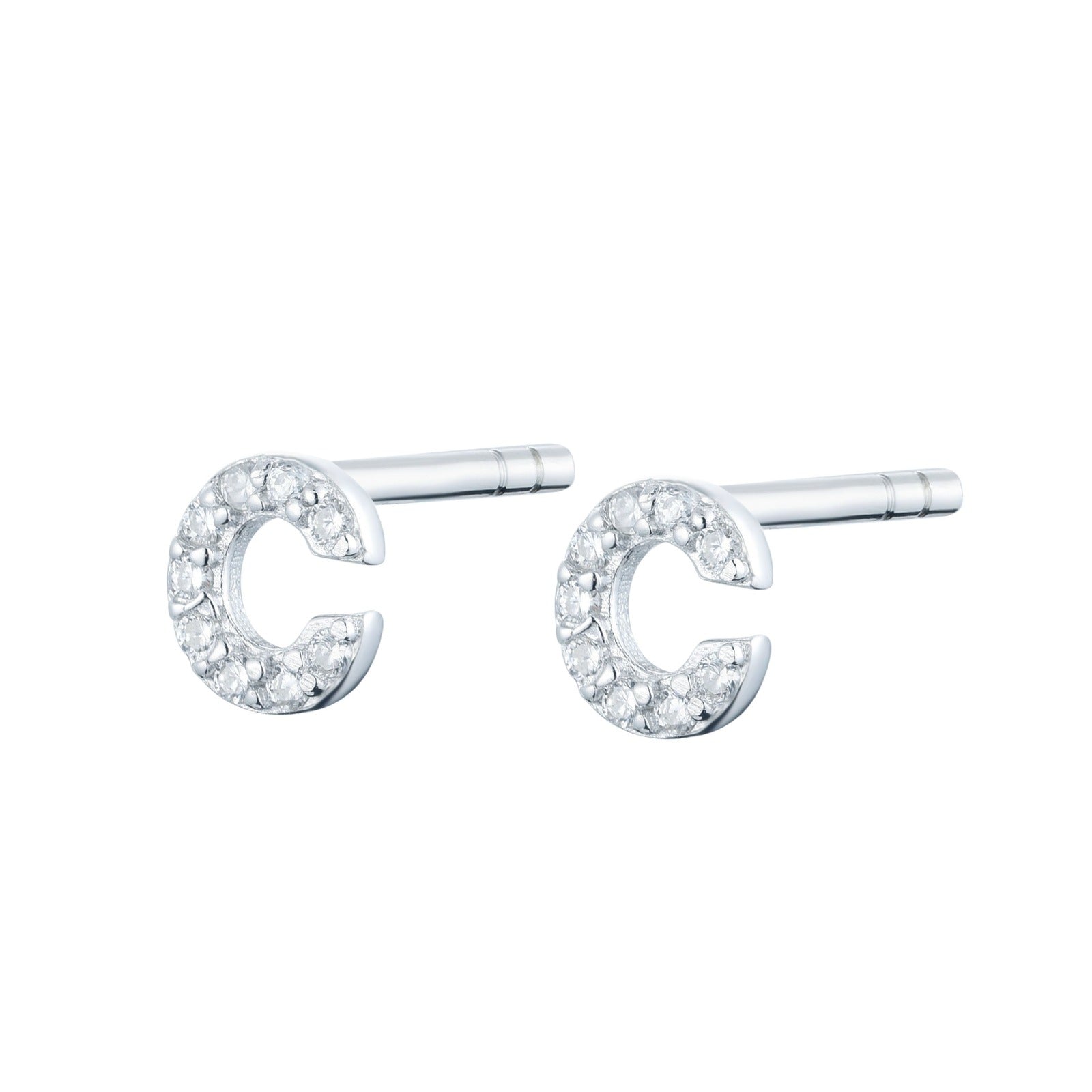 

Pair of Silver Initial 'H' Stud Earrings Encrusted with Cubic Zirconia

