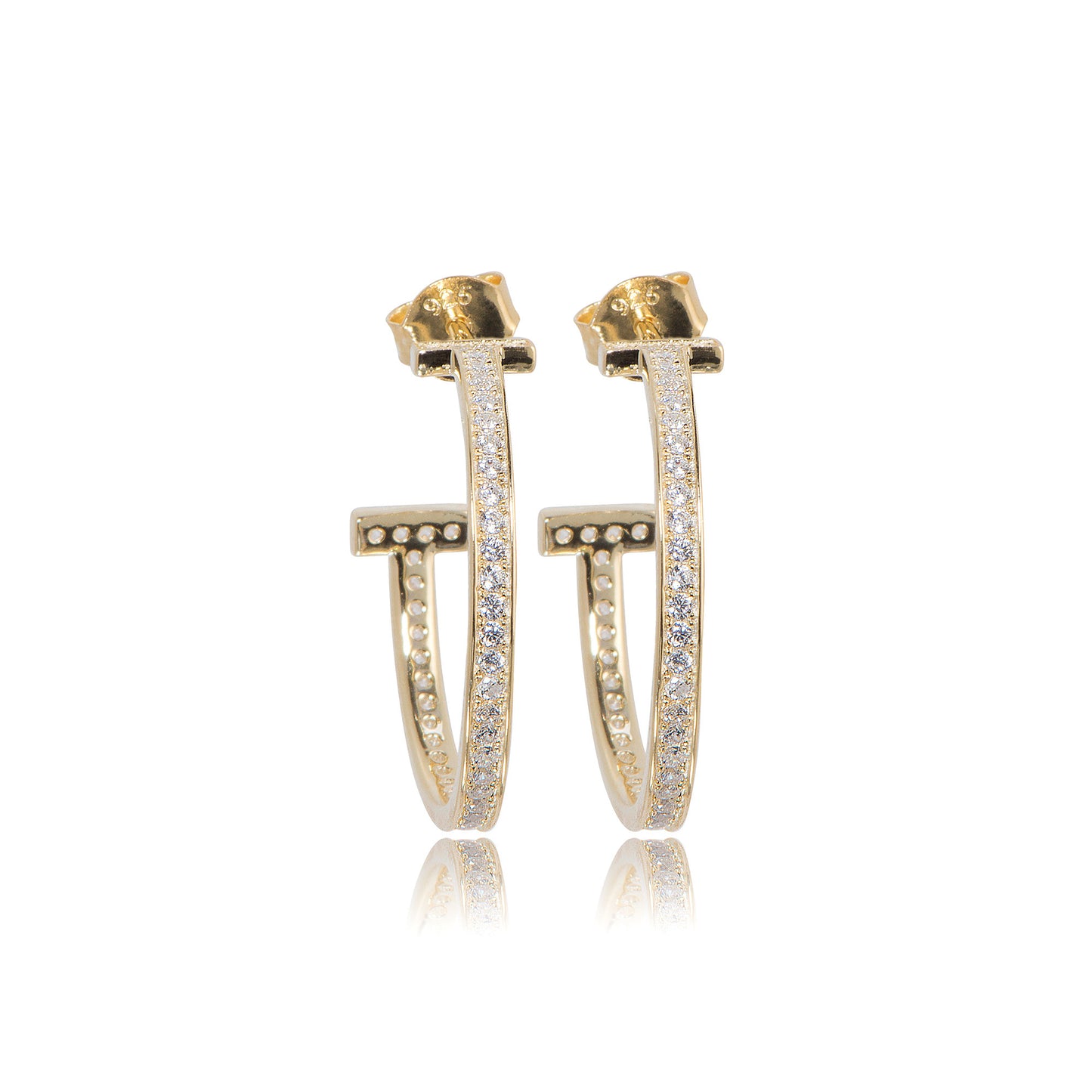EYJ-80/G - T earrings Set with Cubic Zirconia