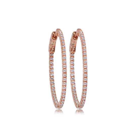 EH-91/R - Cubic Zirconia Hoop Earrings