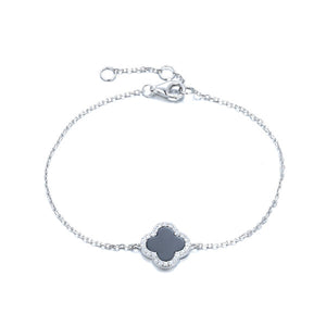 BG-5/S/O - Chain Bracelet with Onyx Clover Charm