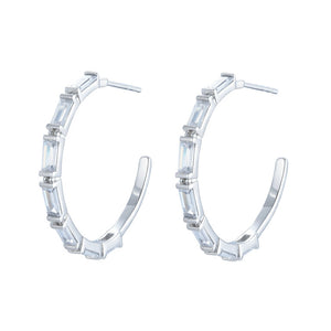 EG-49/S- Open Hoop Earrings set with Baguette style cubic zirconia