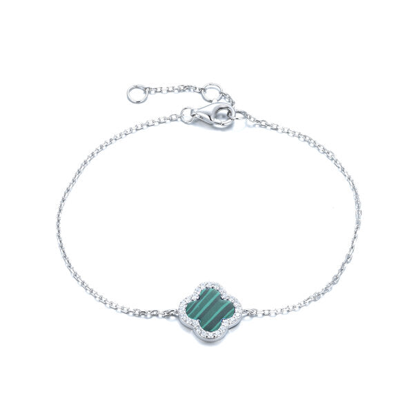 BG-5/S/M - Chain Bracelet with Malachite Clover Charm