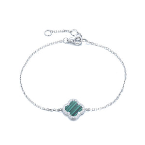 BG-5/S/M - Chain Bracelet with Malachite Clover Charm
