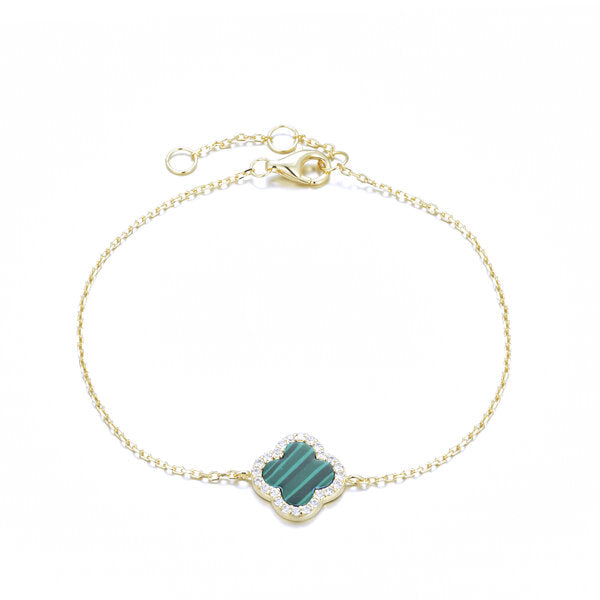 BG-5/G/M - Chain Bracelet with Malachite Clover Charm