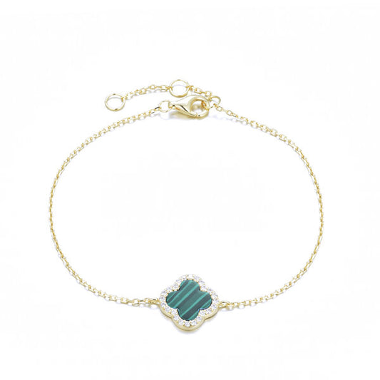 BG-5/G/M - Chain Bracelet with Malachite Clover Charm