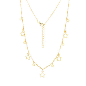 NG-13/G - Chain Necklace with Hanging Stars and Disks
