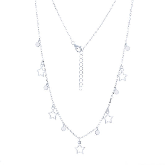 NG-13/S - Chain Necklace with Hanging Star and Disk Elements