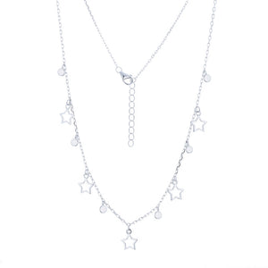 NG-13/S - Chain Necklace with Hanging Star and Disk Elements