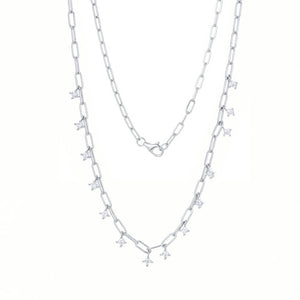 NG-14/S - Chain Necklace with Hanging Zirconia
